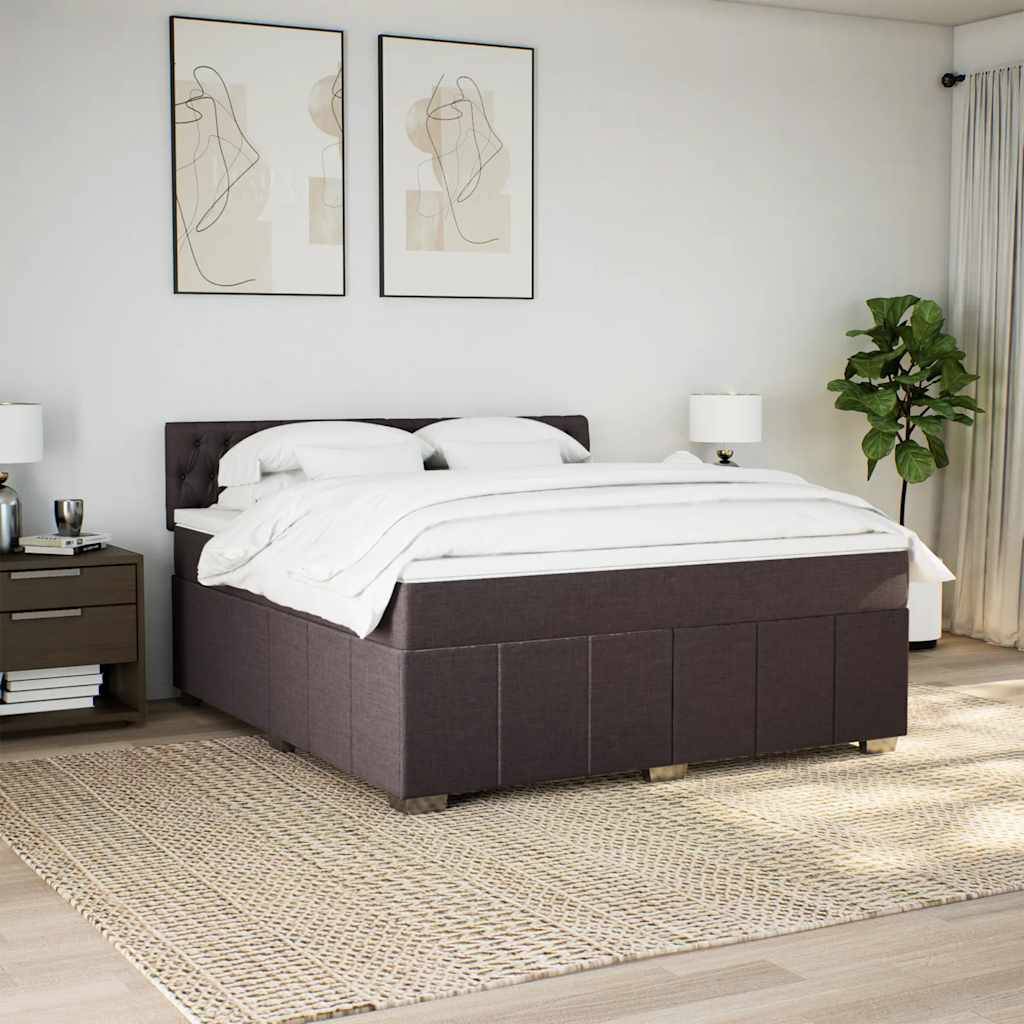 vidaXL Boxspringbett mit Matratze Dunkelbraun 180x200 cm Stoff