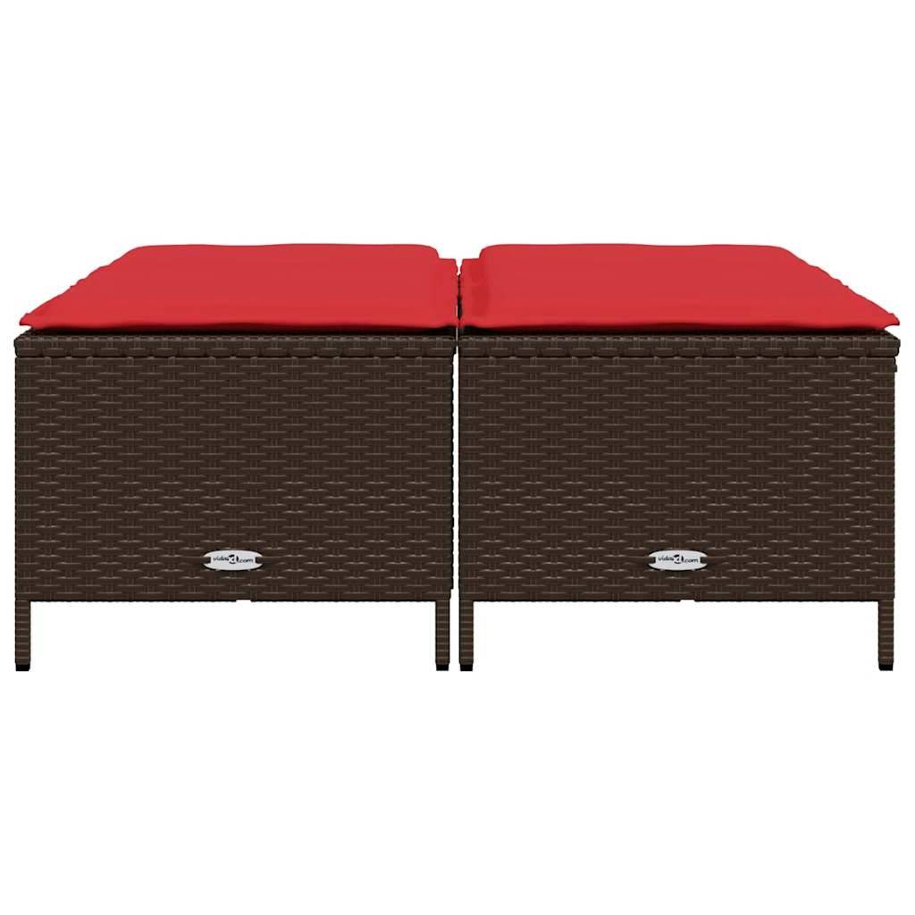 vidaXL Gartenhocker mit Kissen 4 Stk. Braun Poly Rattan