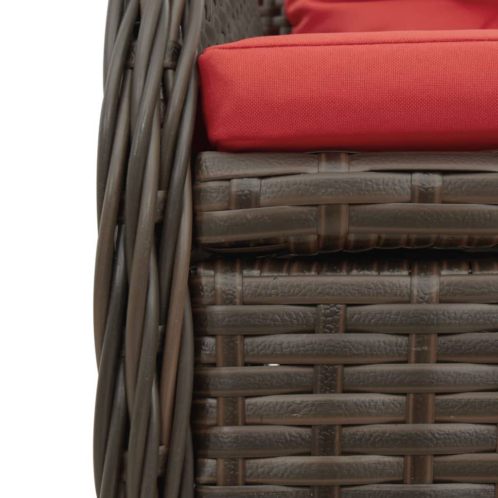 vidaXL Liegende Gartenstühle 2 Stk. Braun Poly Rattan