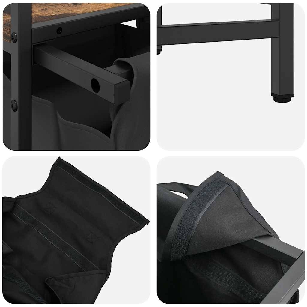 vidaXL Wäschekorb 2 Fächer mit Ablagen Räuchereiche