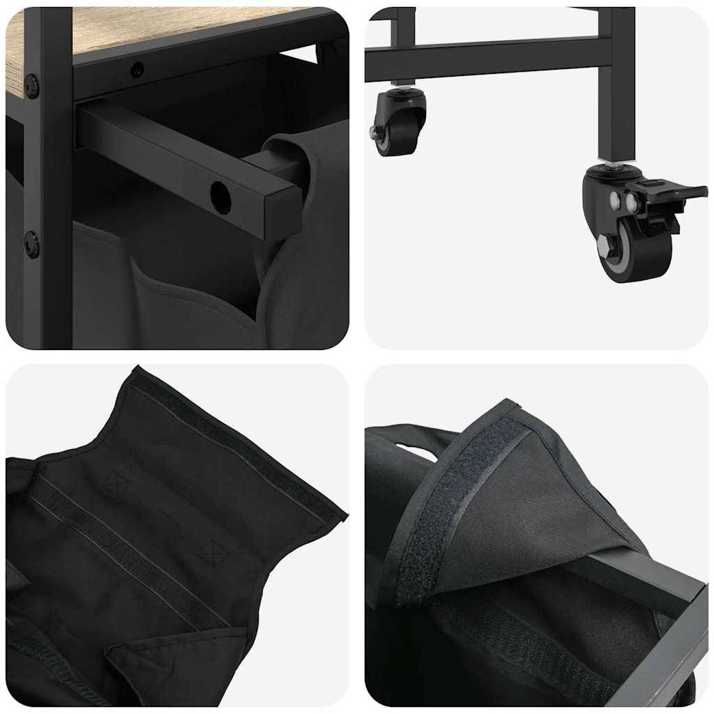 vidaXL Wäschekorb 3 Fächer mit Rollen Sonoma Eiche