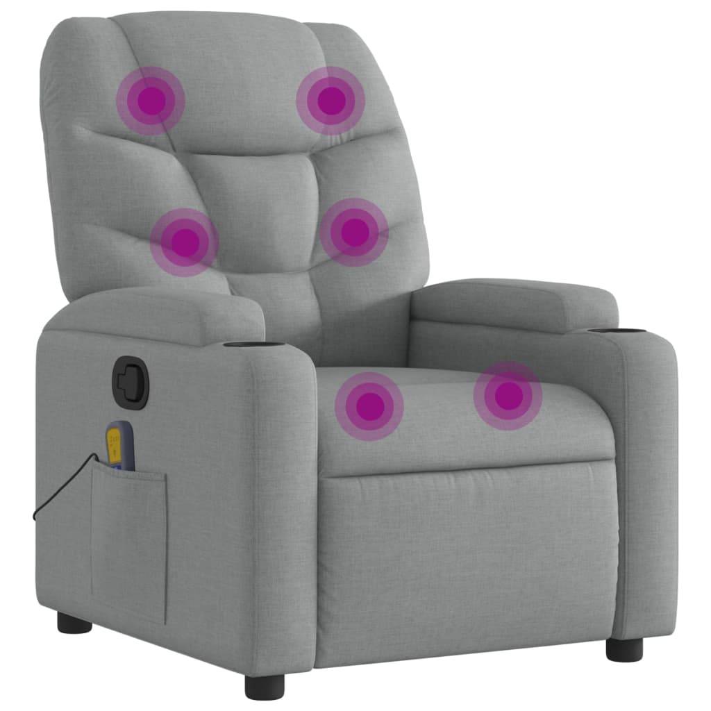vidaXL Massage-Relaxsessel, hellgrauer Stoff