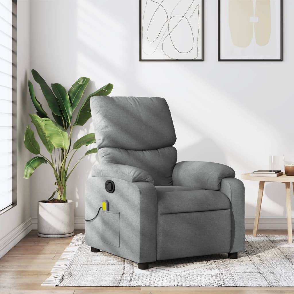 vidaXL Massage-Relaxsessel, hellgrauer Stoff
