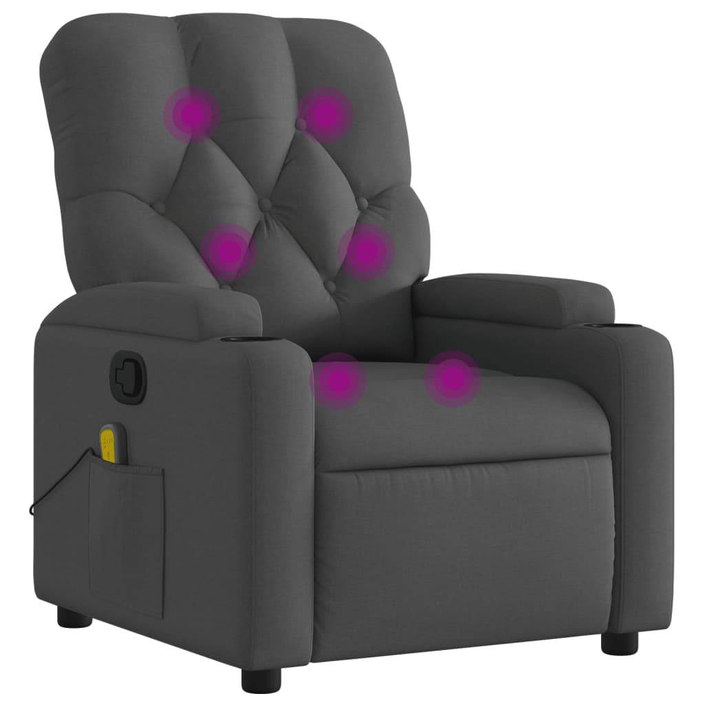 vidaXL Massage-Relaxsessel, Stoff, Dunkelgrau