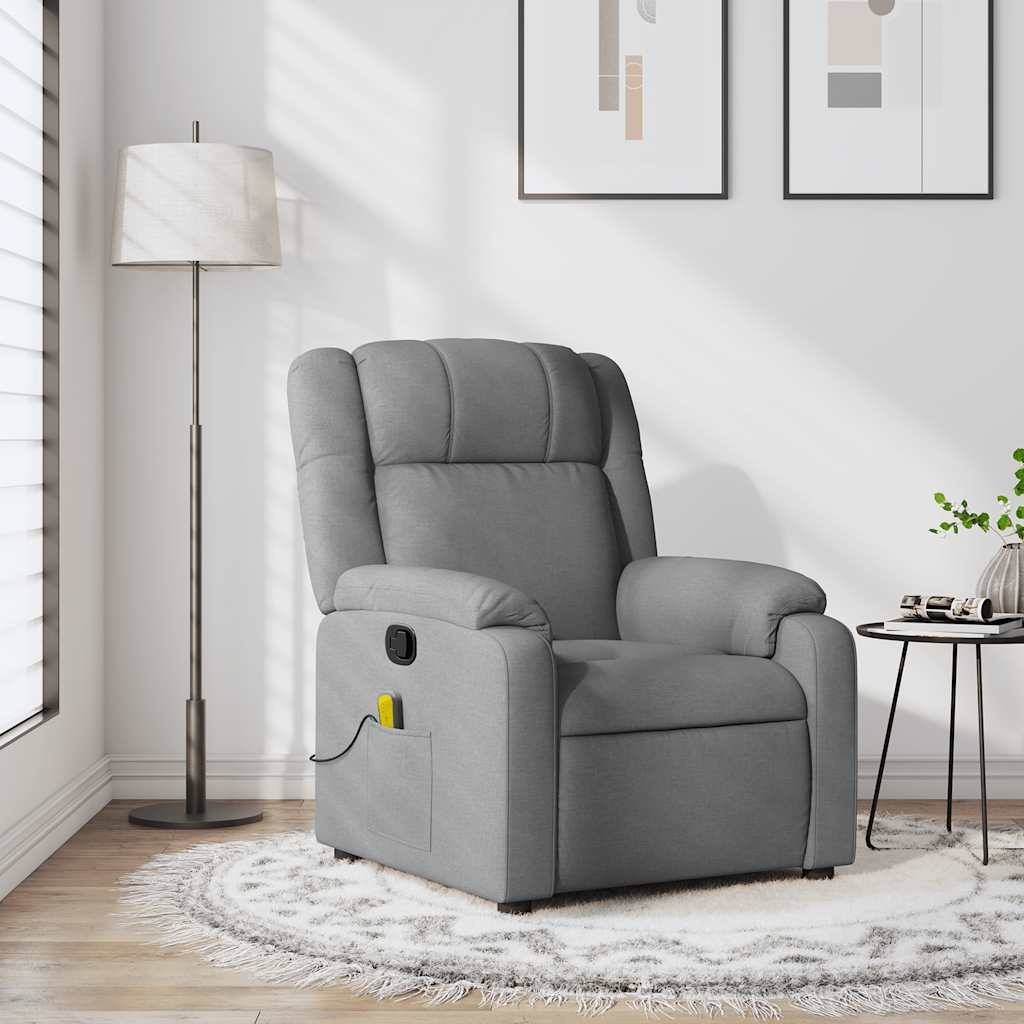vidaXL Massage-Relaxsessel, hellgrauer Stoff
