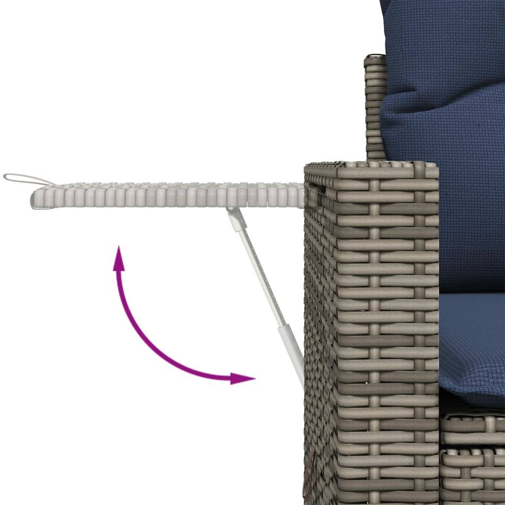 vidaXL 10-teiliges Gartensofa-Set mit Kissen, grau, Polyrattan