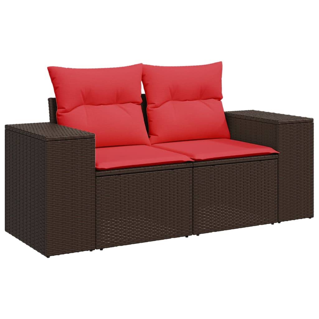 vidaXL 5-teiliges Gartensofa-Set mit Kissen, braun, Polyrattan