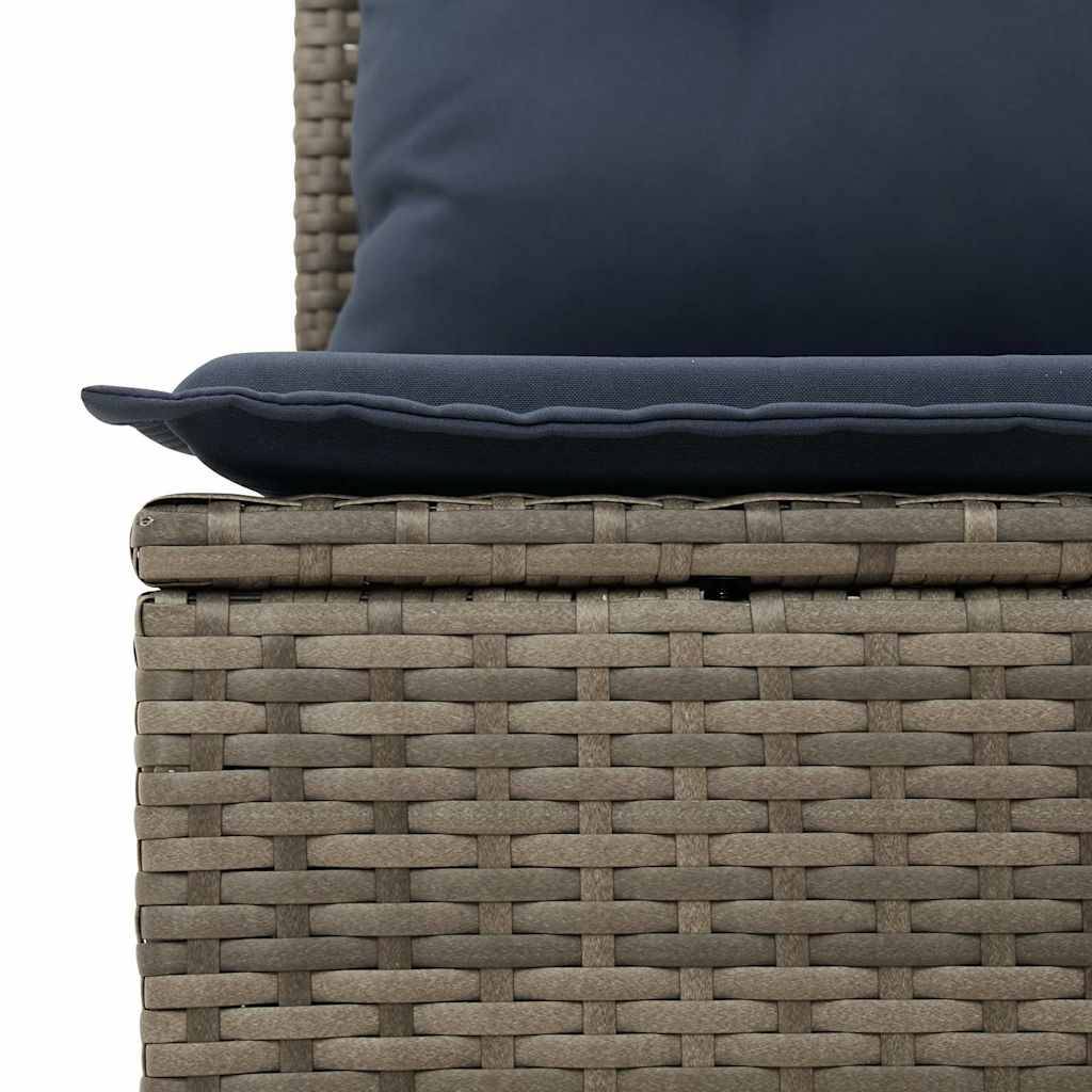 vidaXL 6-teiliges Gartensofa-Set mit Kissen, grau, Polyrattan