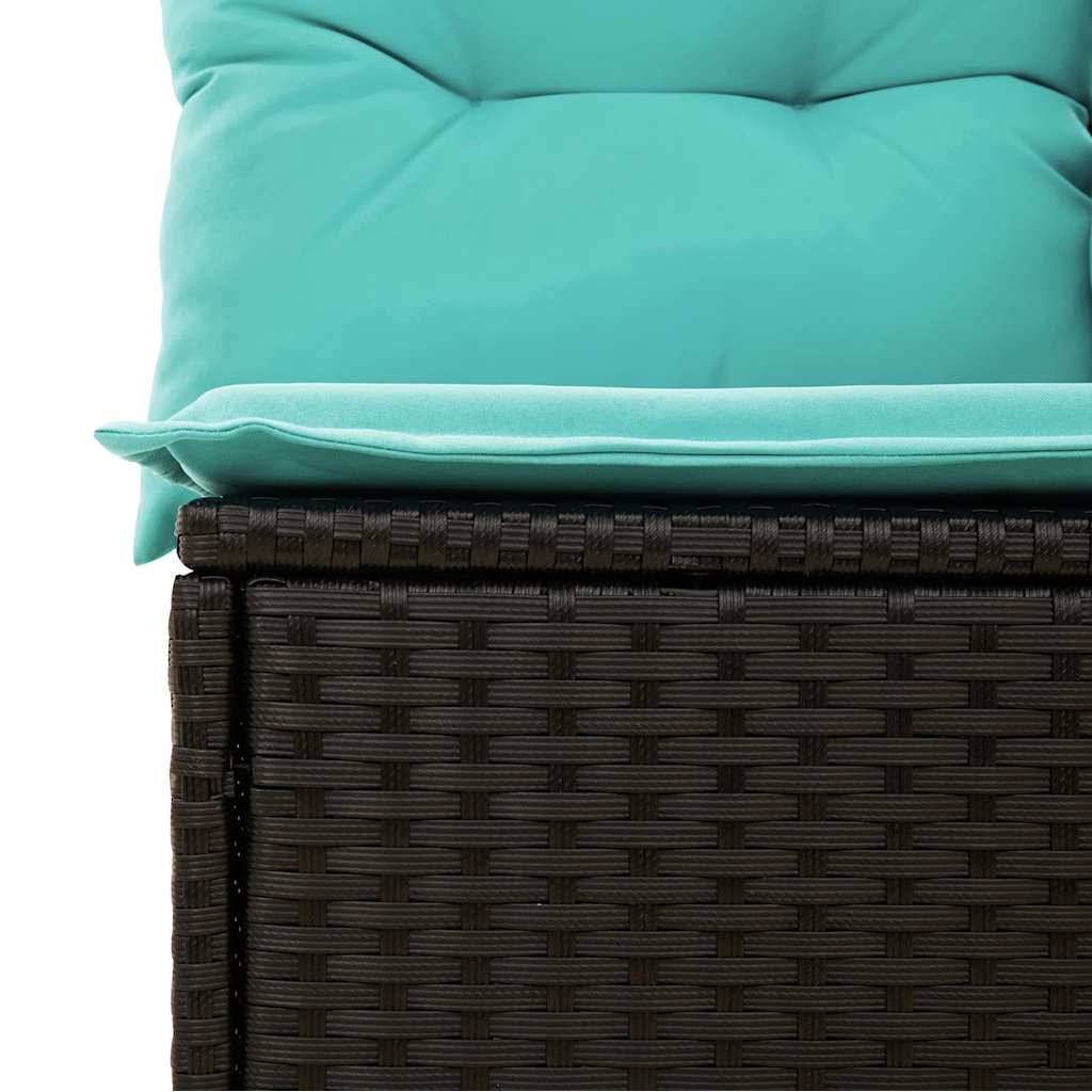 vidaXL 6-teiliges Gartensofa-Set mit Kissen, schwarzes Polyrattan