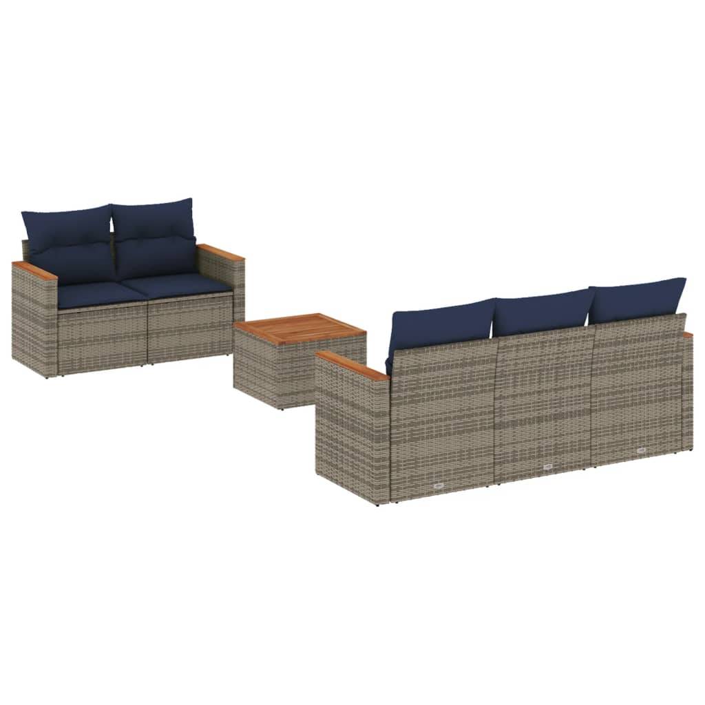 vidaXL 6-teiliges Gartensofa-Set mit Kissen, grau, Polyrattan