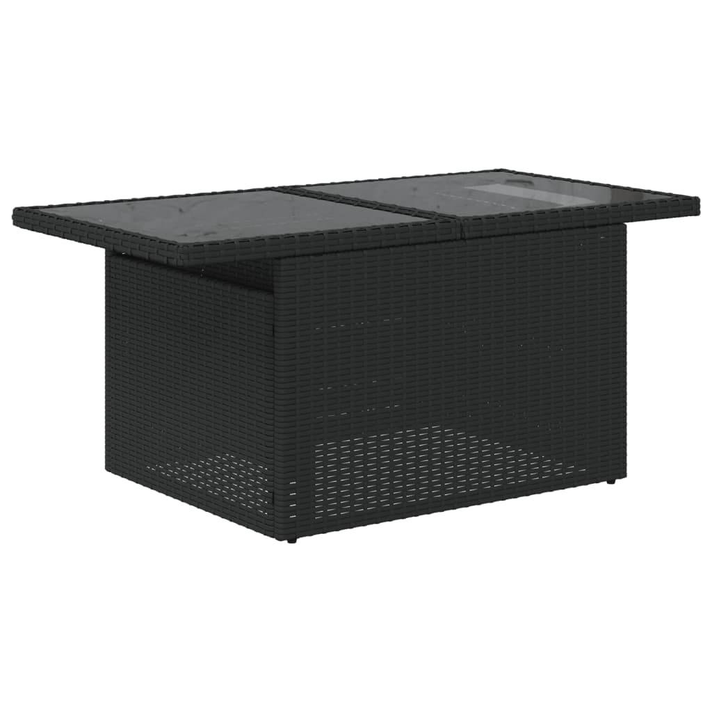 vidaXL 7-teiliges Gartensofa-Set mit Kissen, schwarzes Polyrattan