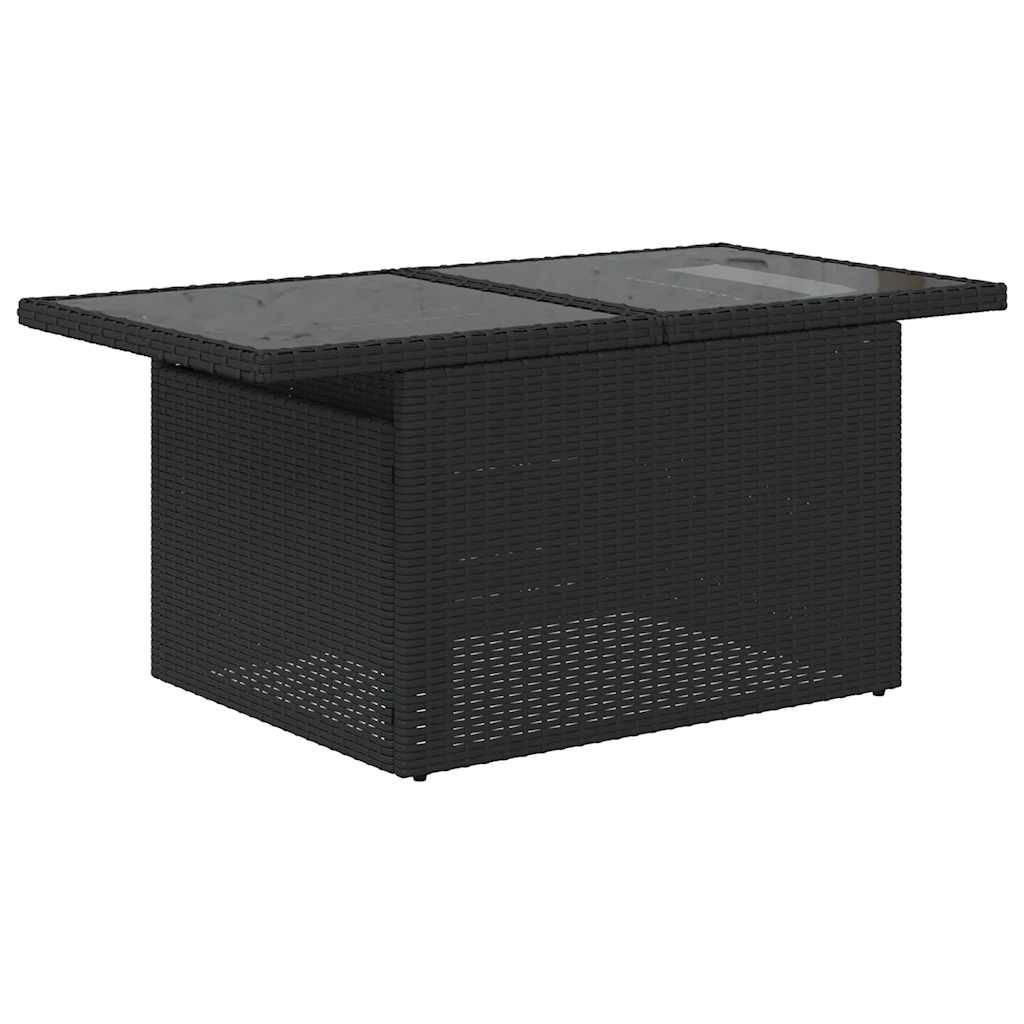 vidaXL 9-teiliges Gartensofa-Set mit Kissen, schwarzes Polyrattan