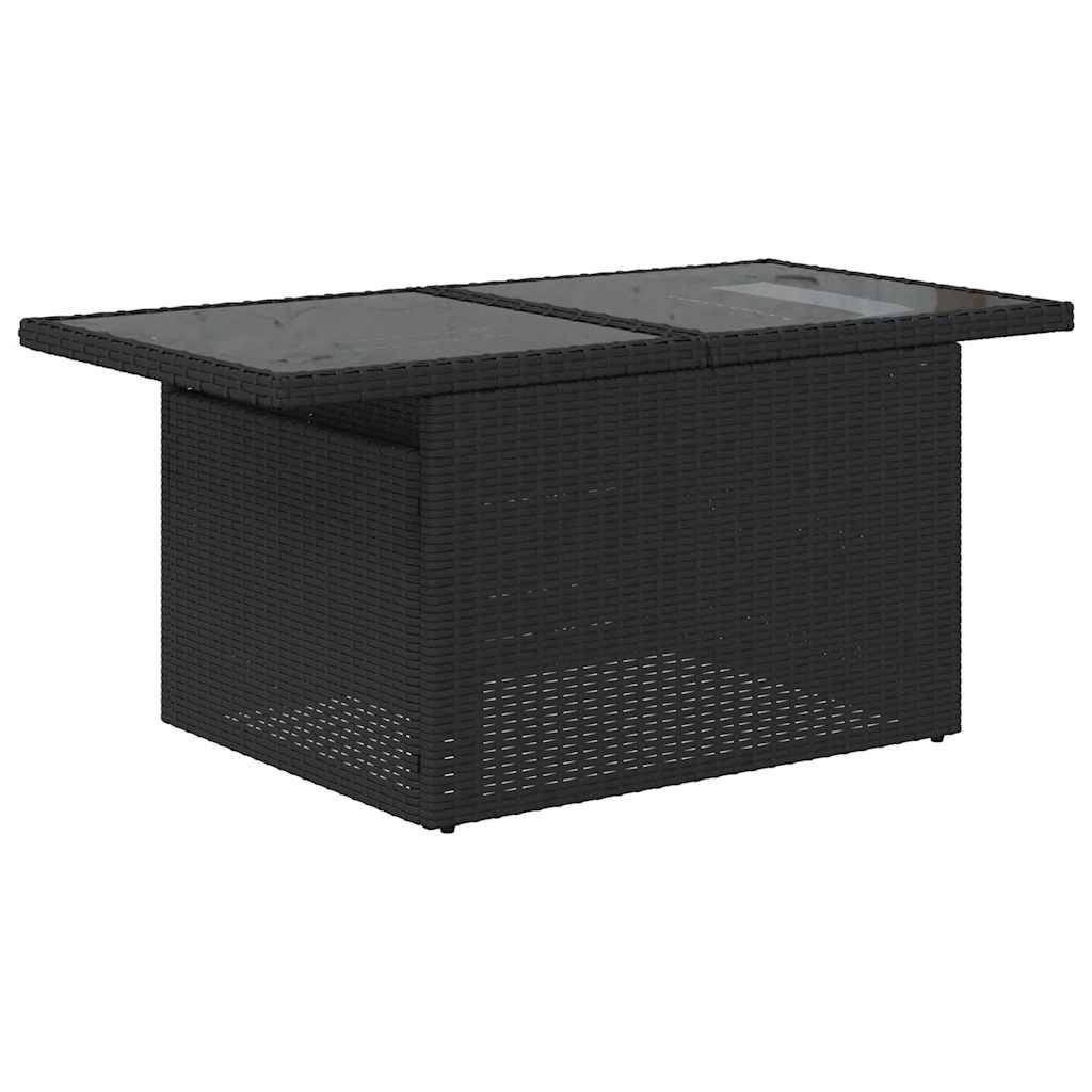vidaXL 7-teiliges Gartensofa-Set mit Kissen, schwarzes Polyrattan