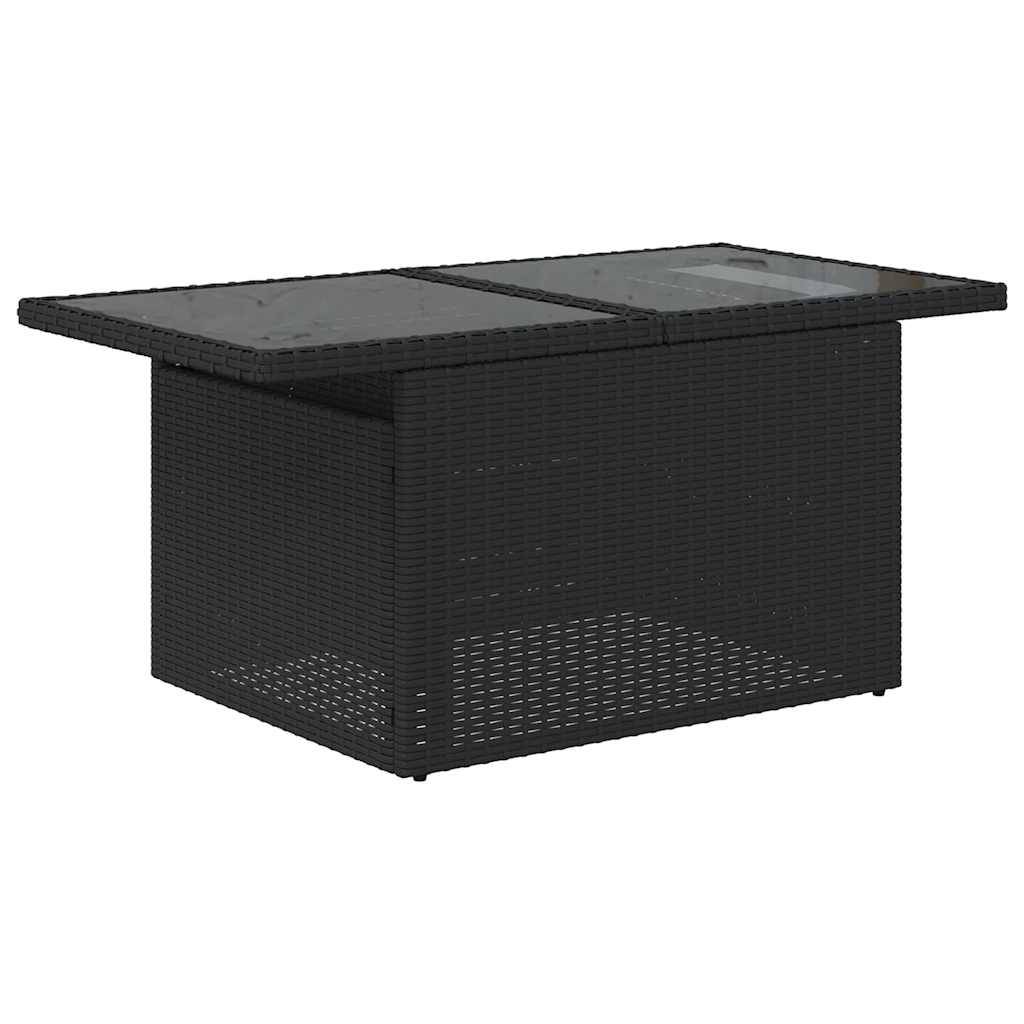 vidaXL 10-teiliges Gartensofa-Set mit Kissen, schwarzes Polyrattan