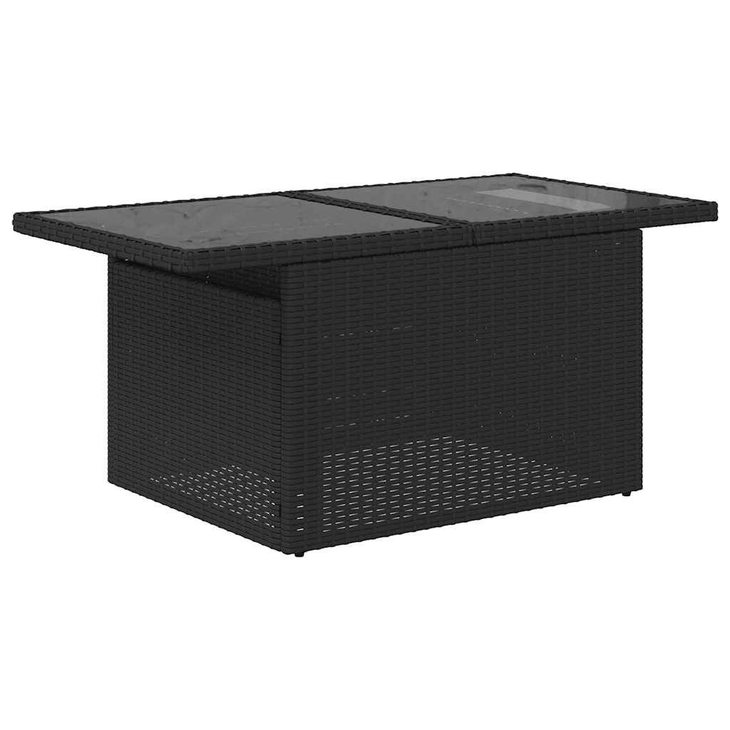 vidaXL 10-teiliges Gartensofa-Set mit Kissen, schwarzes Polyrattan