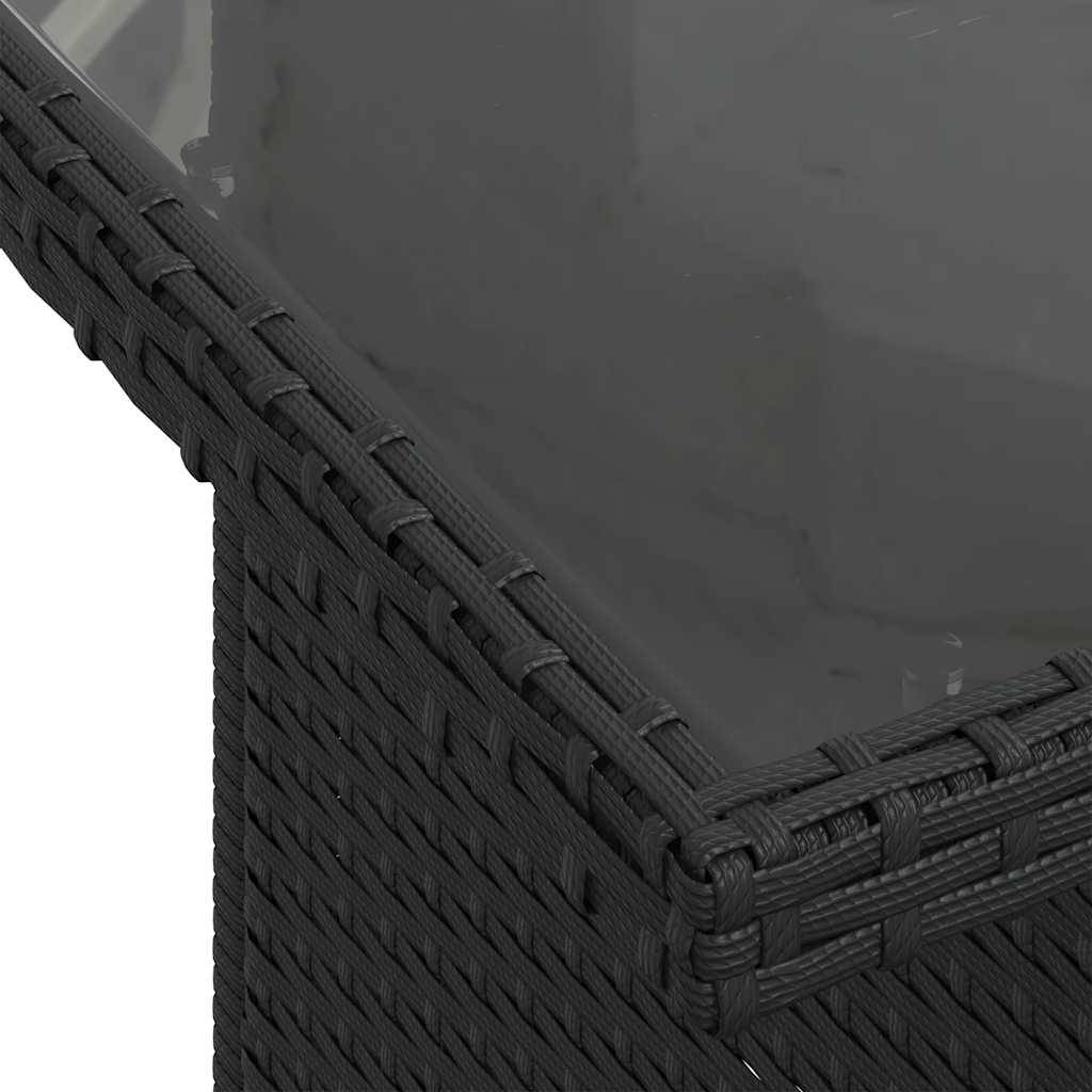 vidaXL 10-teiliges Gartensofa-Set mit Kissen, schwarzes Polyrattan