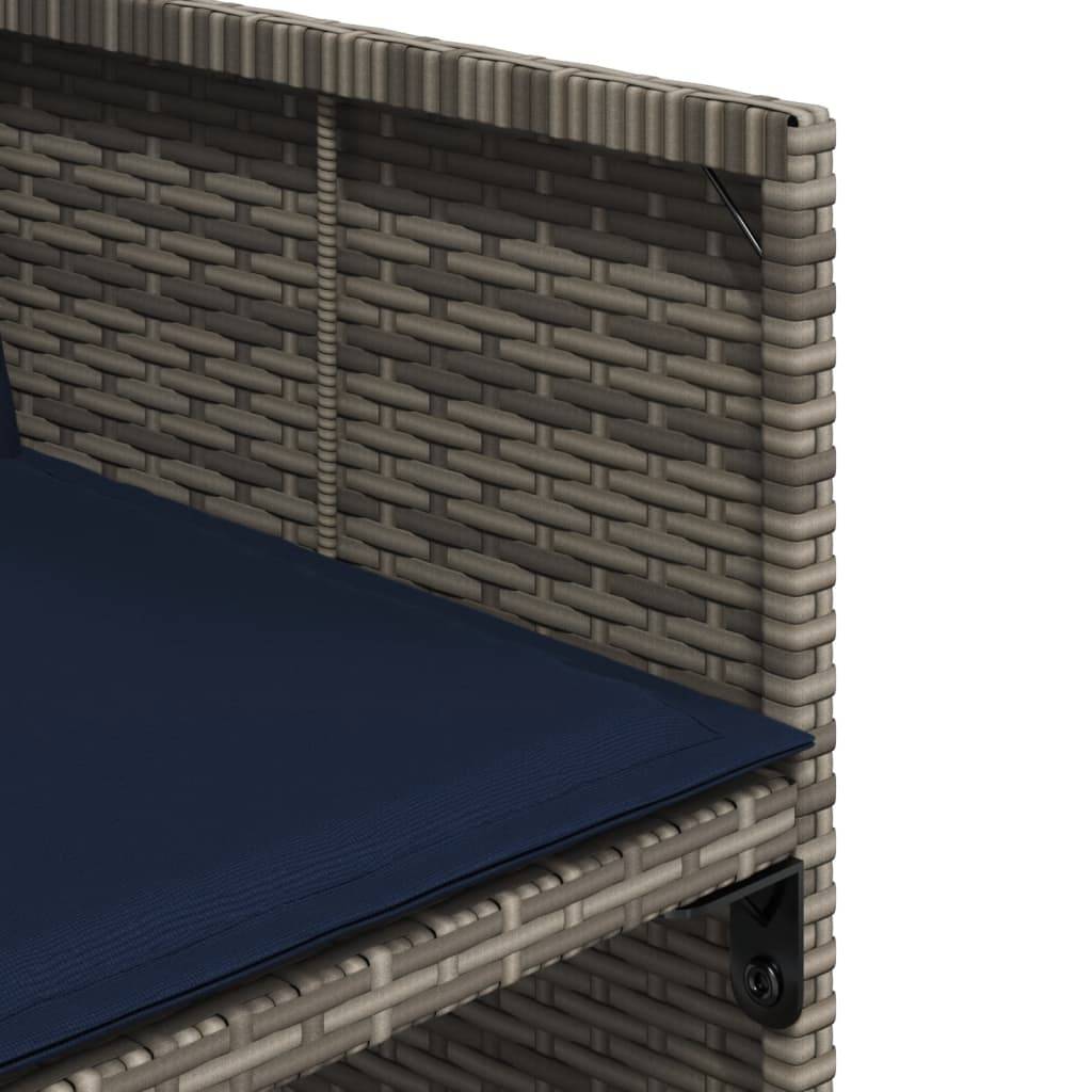 vidaXL 13-teiliges Garten-Ess-Set mit Kissen, grau, Polyrattan