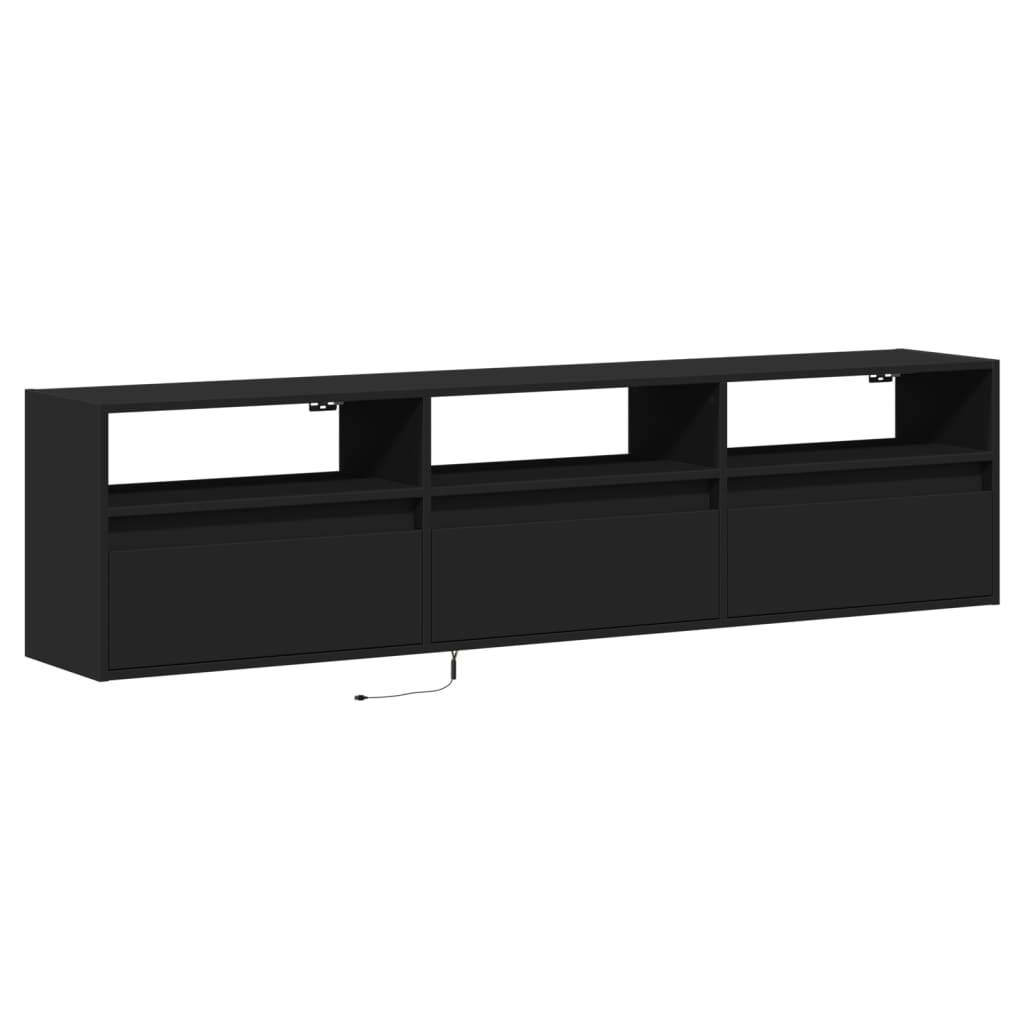 vidaXL TV-Wandschrank mit LED Schwarz 180x31x45 cm