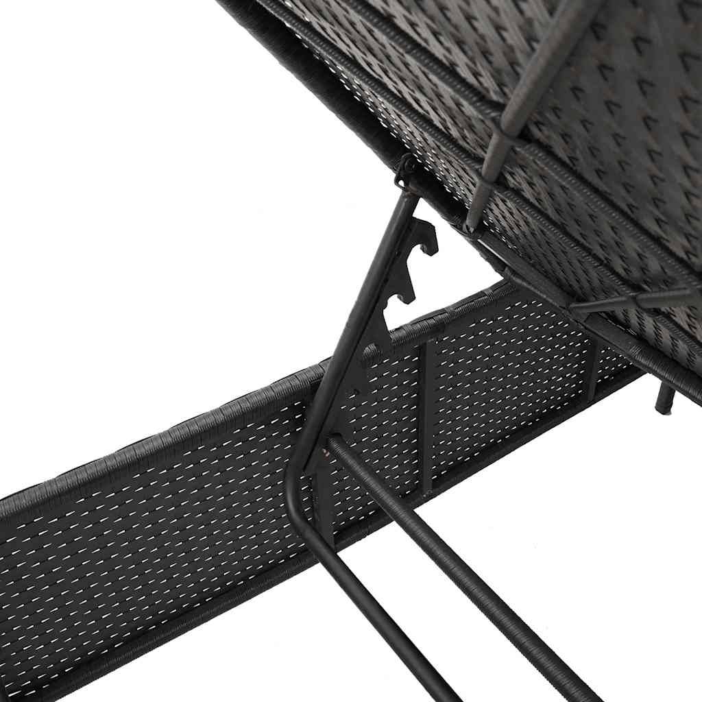 vidaXL Sonnenliege mit Tisch und Kissen Schwarz Poly Rattan