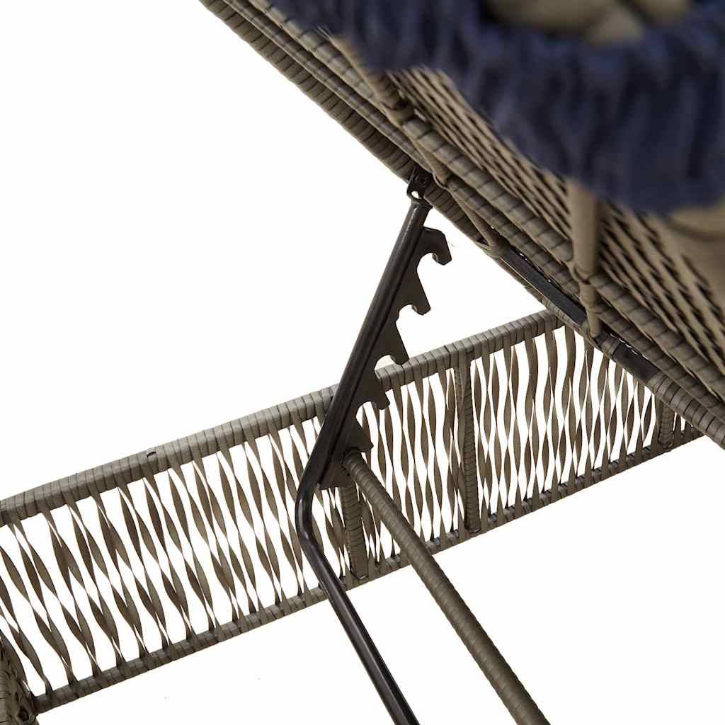 vidaXL Sonnenliege mit Kissen Grau Poly Rattan