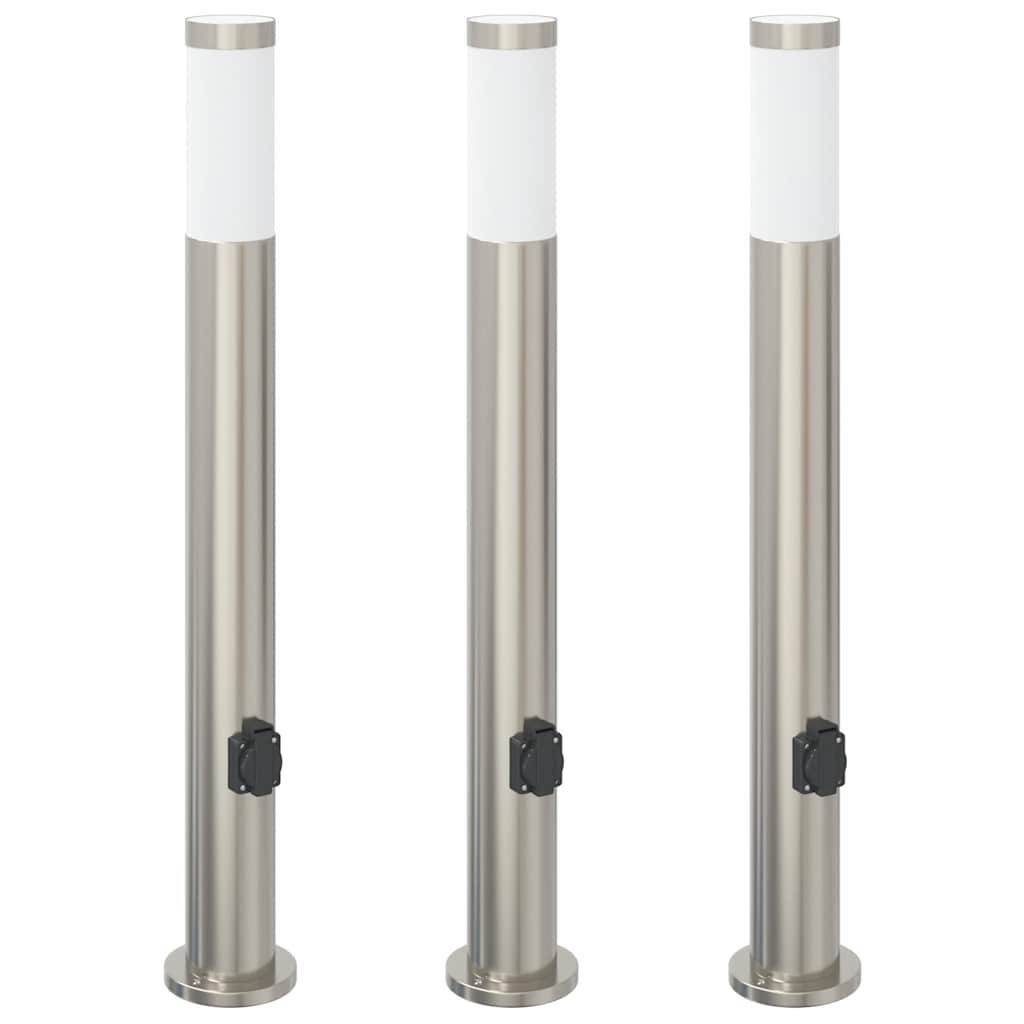 vidaXL Pollerleuchten mit Auslass 3er 80 cm Edelstahl IP44