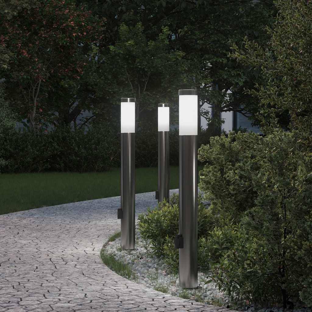 vidaXL Pollerleuchten mit Auslass 3er 80 cm Edelstahl IP44