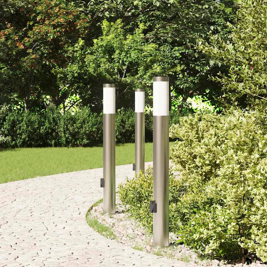 vidaXL Pollerleuchten mit Auslass 3er 80 cm Edelstahl IP44