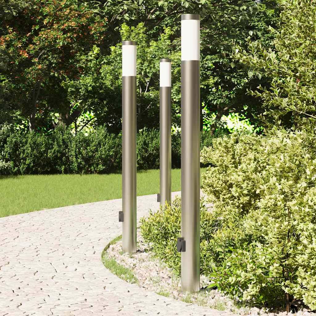 vidaXL Pollerleuchten mit Auslass 3er 110 cm Edelstahl IP44