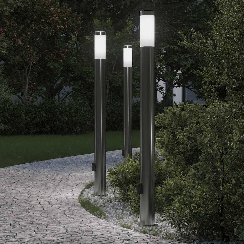 vidaXL Pollerleuchten mit Auslass 3er 110 cm Edelstahl IP44