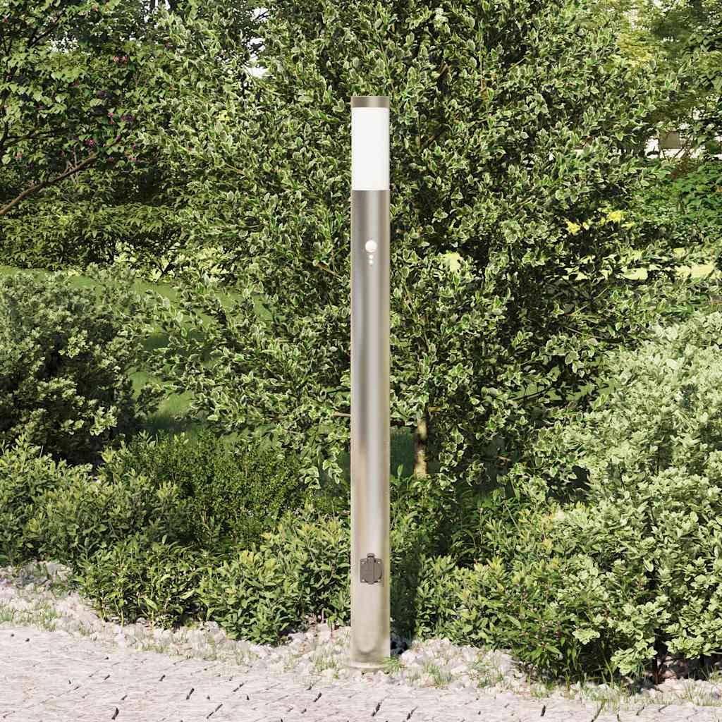 vidaXL Pollerleuchte mit Sensor und Steckdose 110 cm Edelstahl IP44