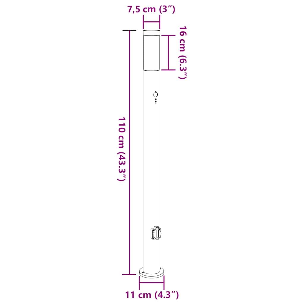 vidaXL Pollerleuchte mit Sensor und Steckdose 110 cm Edelstahl IP44