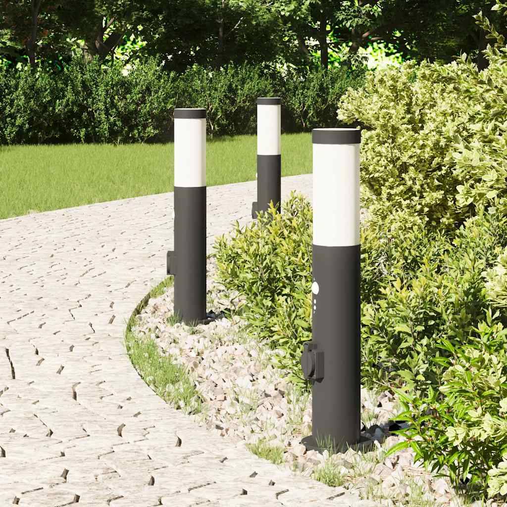 vidaXL Pollerleuchten mit Sensor&Steckdose 3er 50 cm Edelstahl IP44