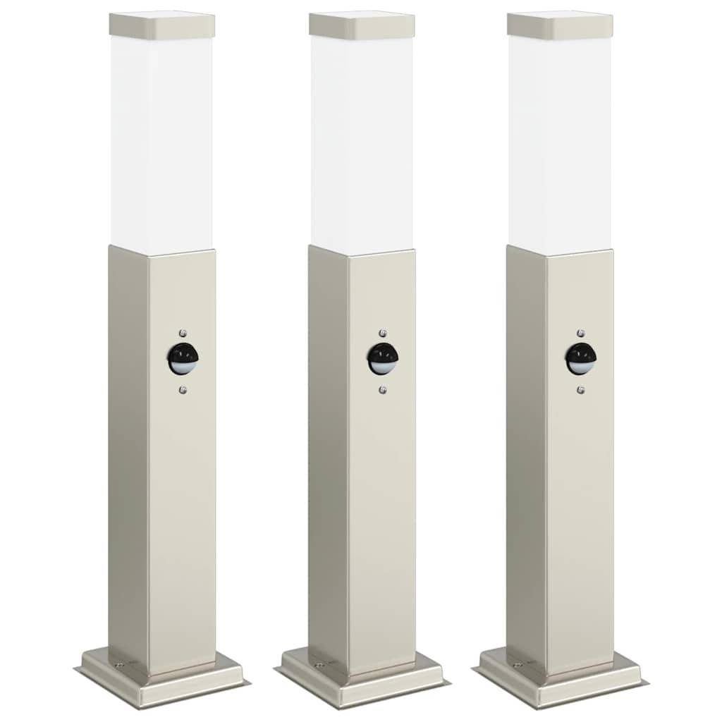 vidaXL Pollerleuchten mit Sensor 3 Stk. 50 cm Edelstahl IP44