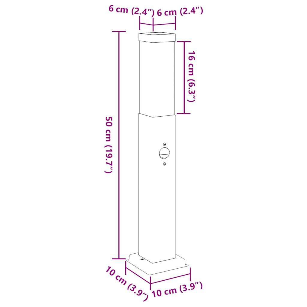 vidaXL Pollerleuchte mit Sensor 50 cm Schwarz IP44
