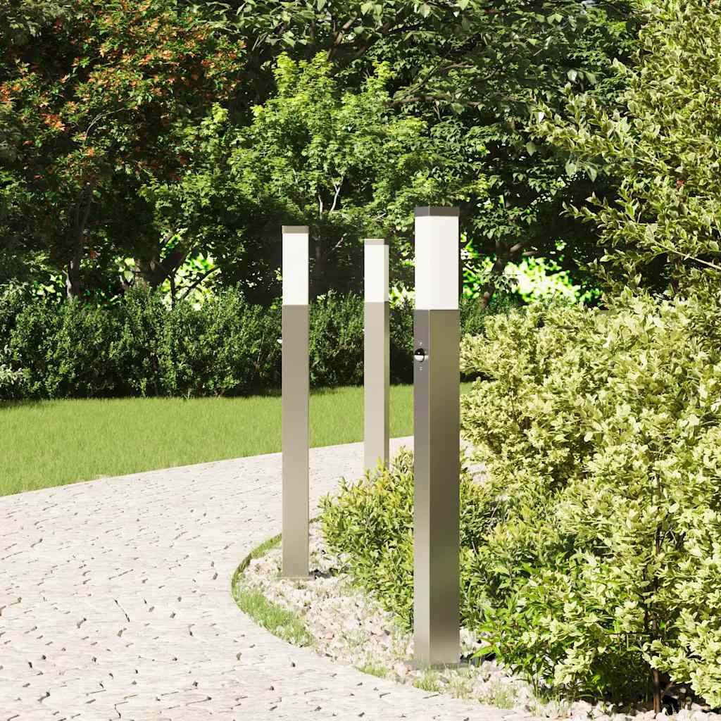 vidaXL Pollerleuchten mit Sensor 3 Stk. 80 cm Edelstahl IP44