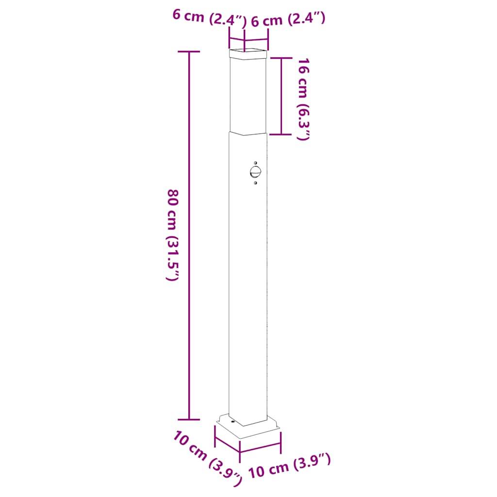 vidaXL Pollerleuchte mit Sensor 80 cm Schwarz IP44