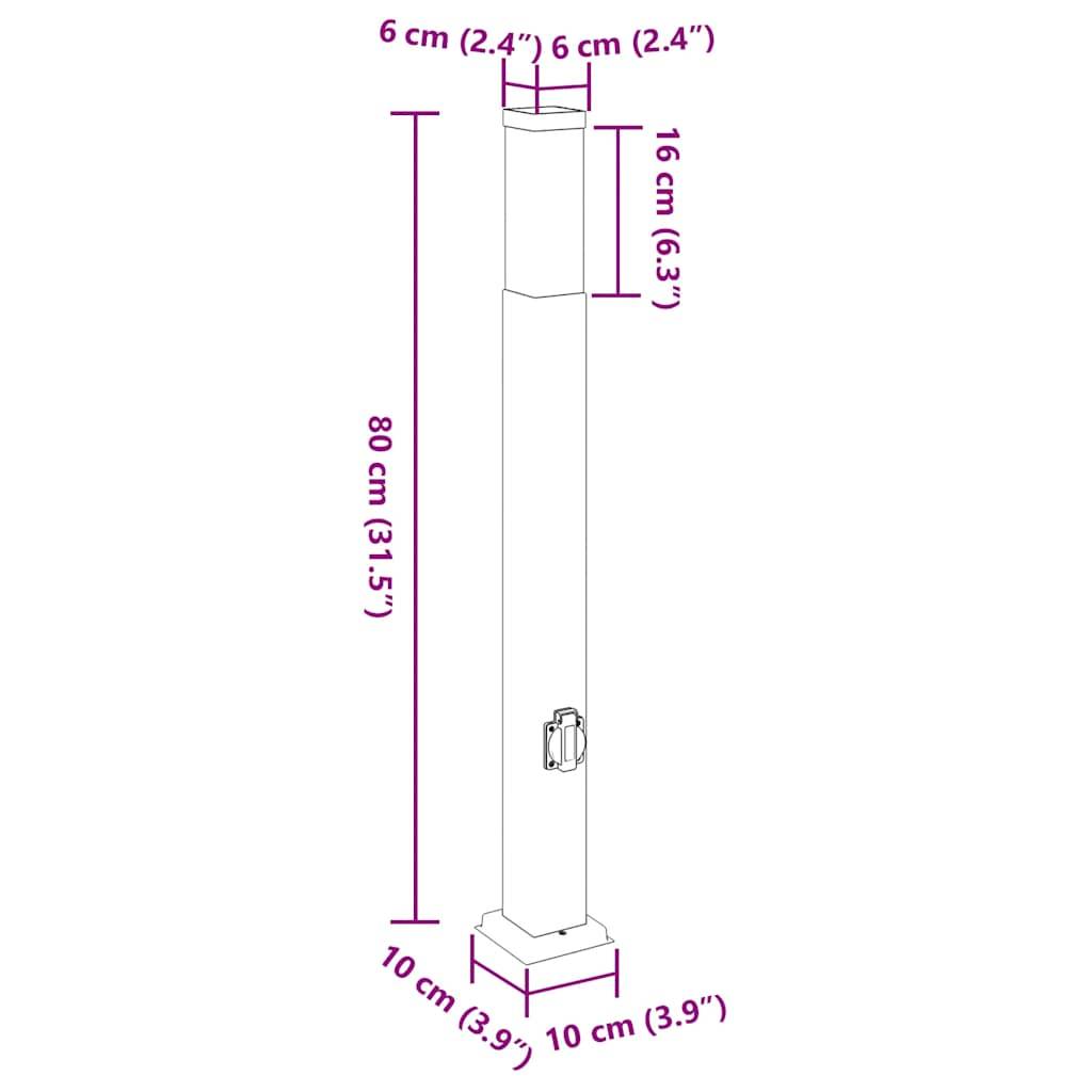 vidaXL Pollerleuchte mit Auslass 80 cm Edelstahl IP44