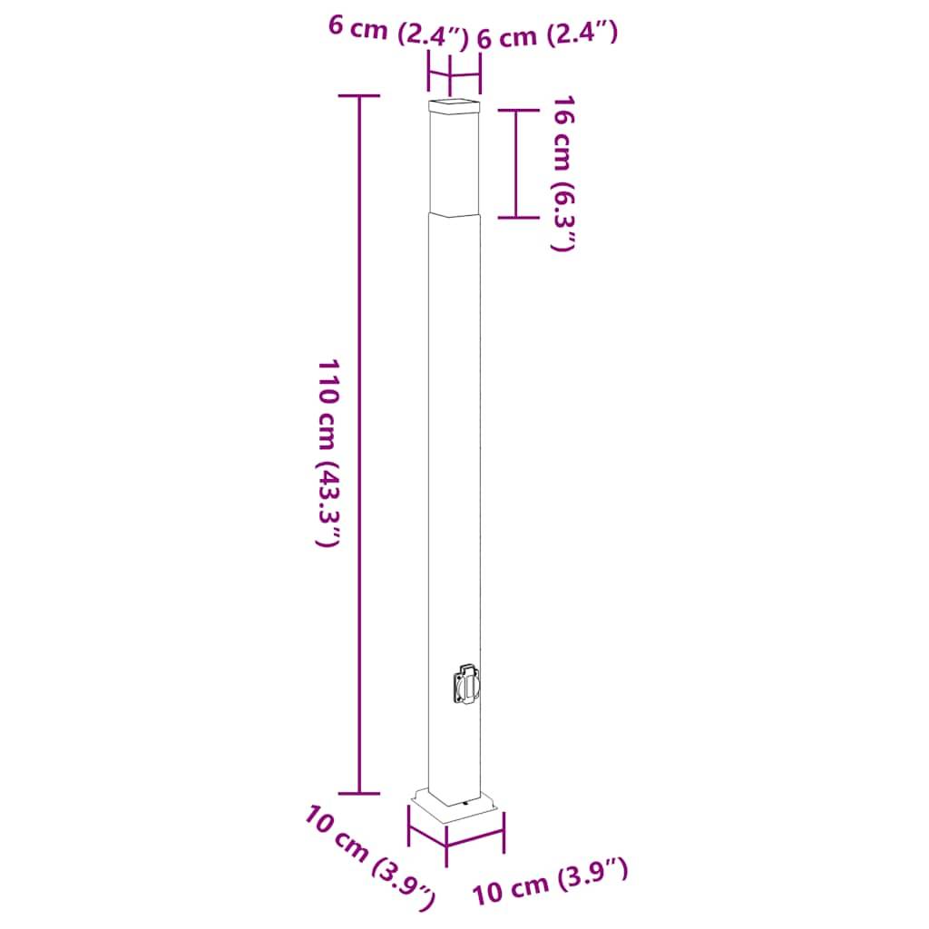 vidaXL Pollerleuchte mit Auslass 110 cm Schwarz IP44