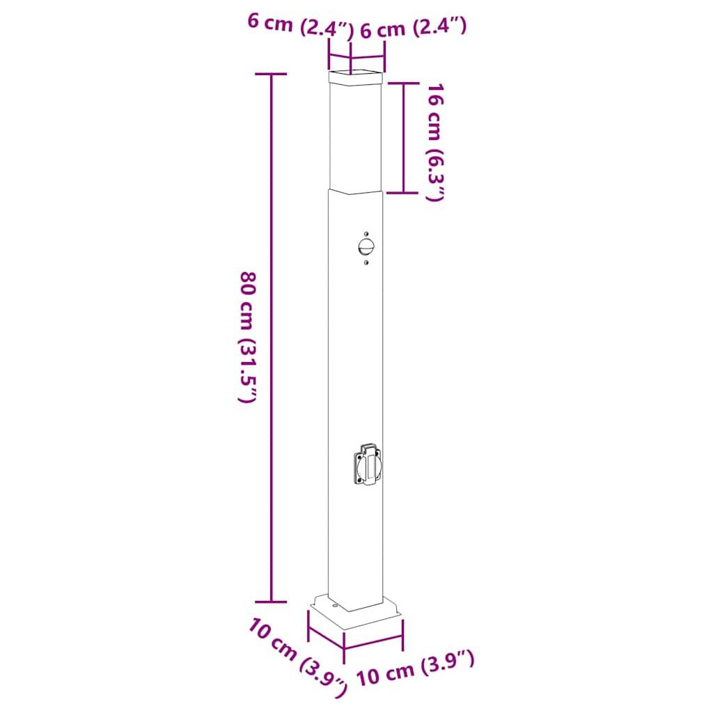 vidaXL Pollerleuchten mit Sensor&Steckdose 3 Stk. 80 cm Edelstahl IP44