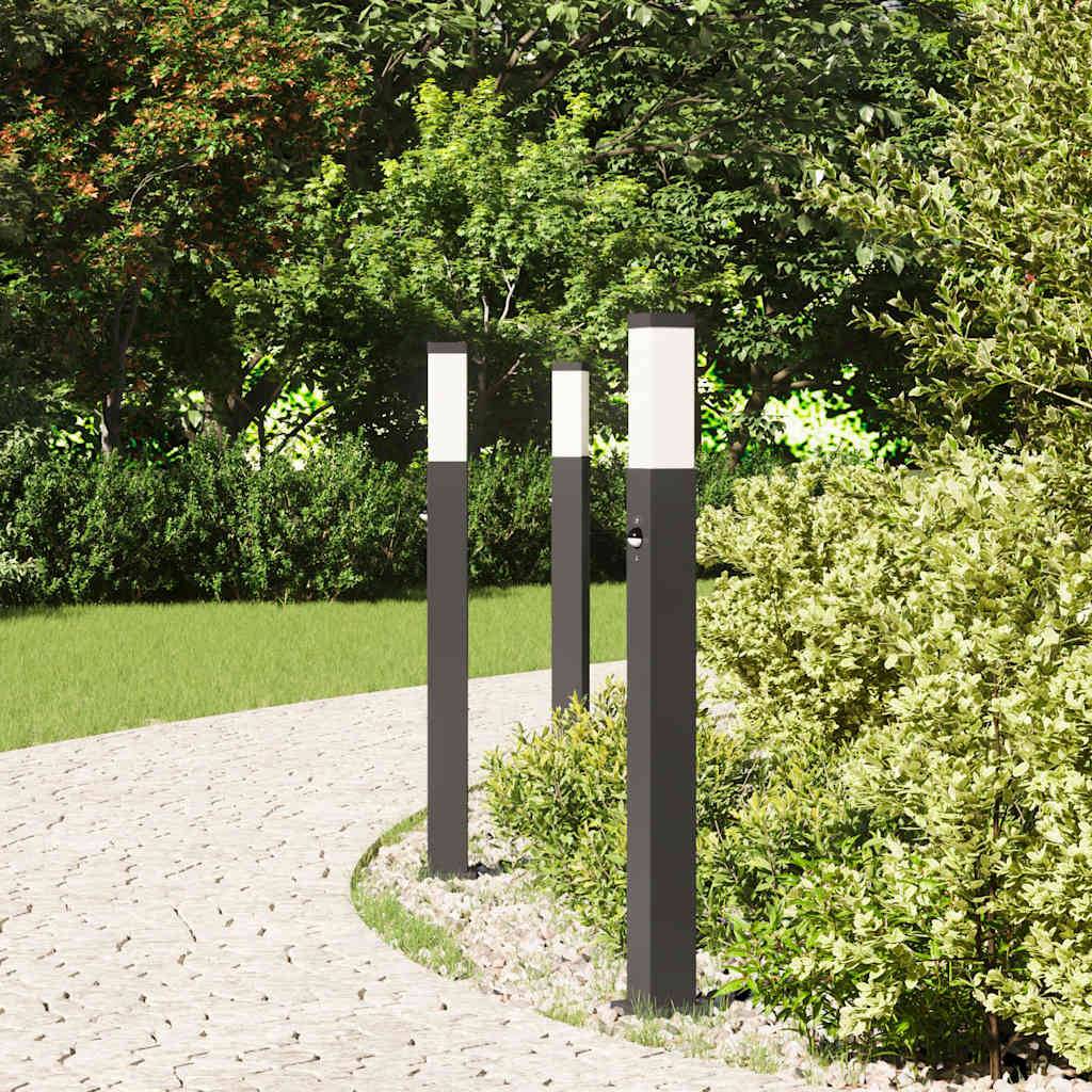 vidaXL Pollerleuchten mit Sensor 3 Stk. 80 cm Schwarz IP44
