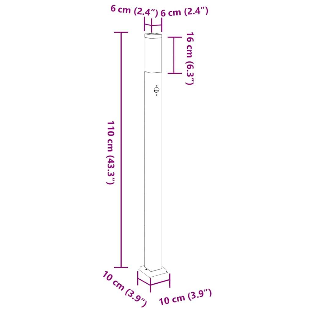 vidaXL Pollerleuchte mit Sensor 110 cm Schwarz IP44