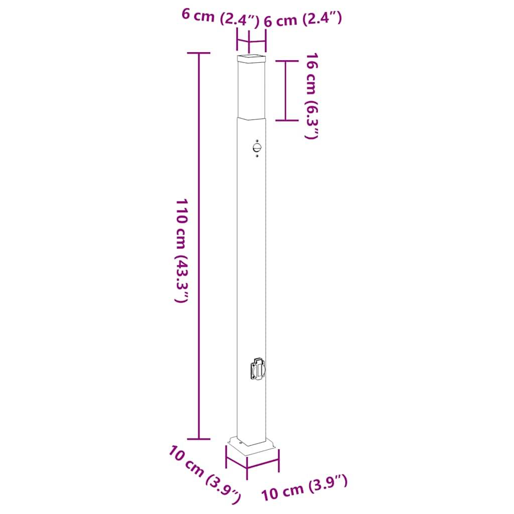 vidaXL Pollerleuchten mit Sensor&Steckdose 3 Stk. 110 cm Schwarz IP44
