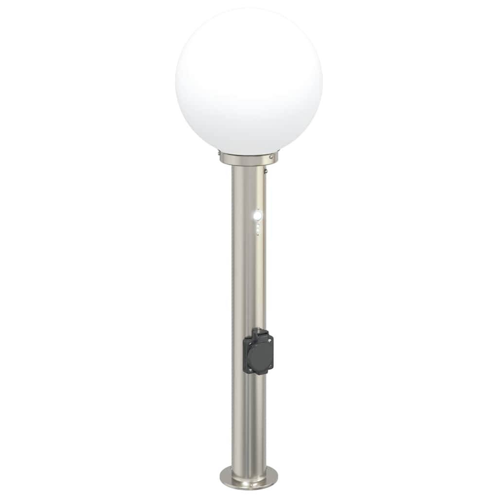 vidaXL Pollerleuchte mit Sensor&Steckdose 80 cm Edelstahl IP44