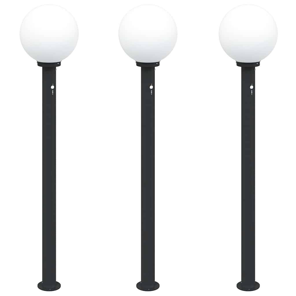 vidaXL Pollerleuchten mit Sensor 3 Stk. 120 cm Schwarz IP44