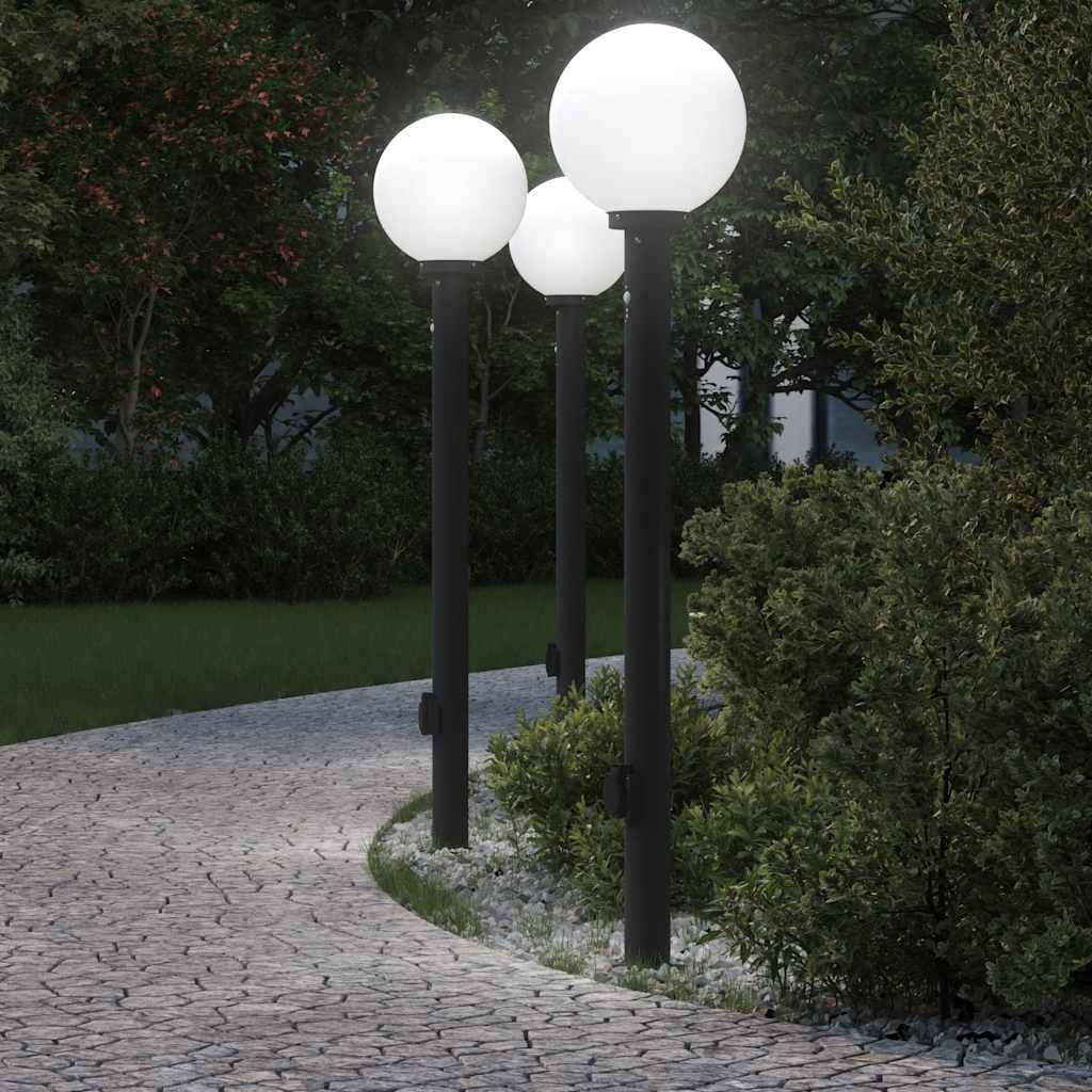 vidaXL Pollerleuchten mit Sensor und Steckdose 3 Stk. 120 cm Schwarz IP44