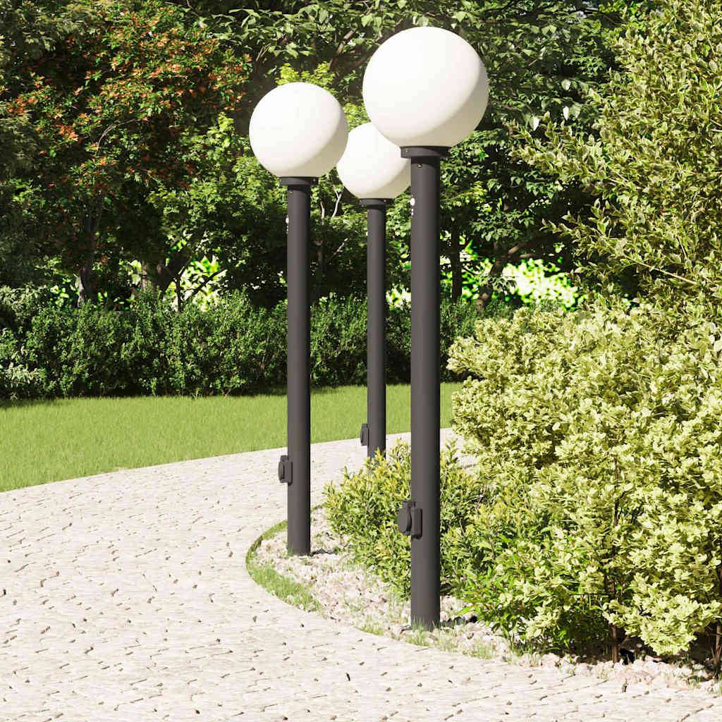 vidaXL Pollerleuchten mit Sensor und Steckdose 3 Stk. 120 cm Schwarz IP44