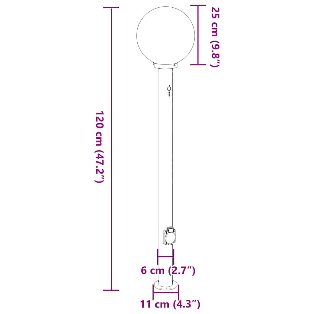 vidaXL Pollerleuchten mit Sensor&Steckdose 3 Stk. 120 cm Edelstahl IP44