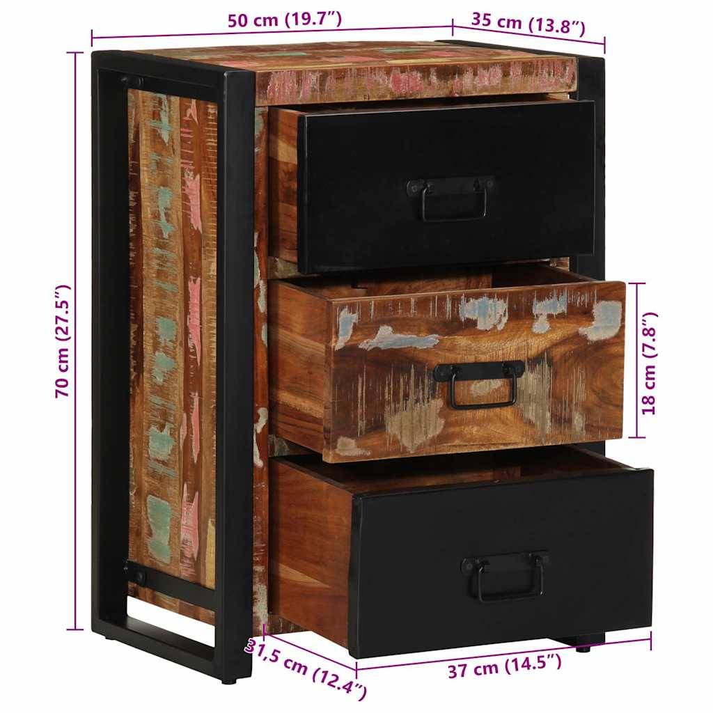 vidaXL Schubladenschrank Mehrfarbig 50x35x70 cm Massivholz Altholz