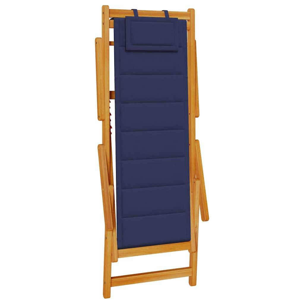 vidaXL Klappstuhl mit Armlehnen Blaues Akazienholz & Textilene