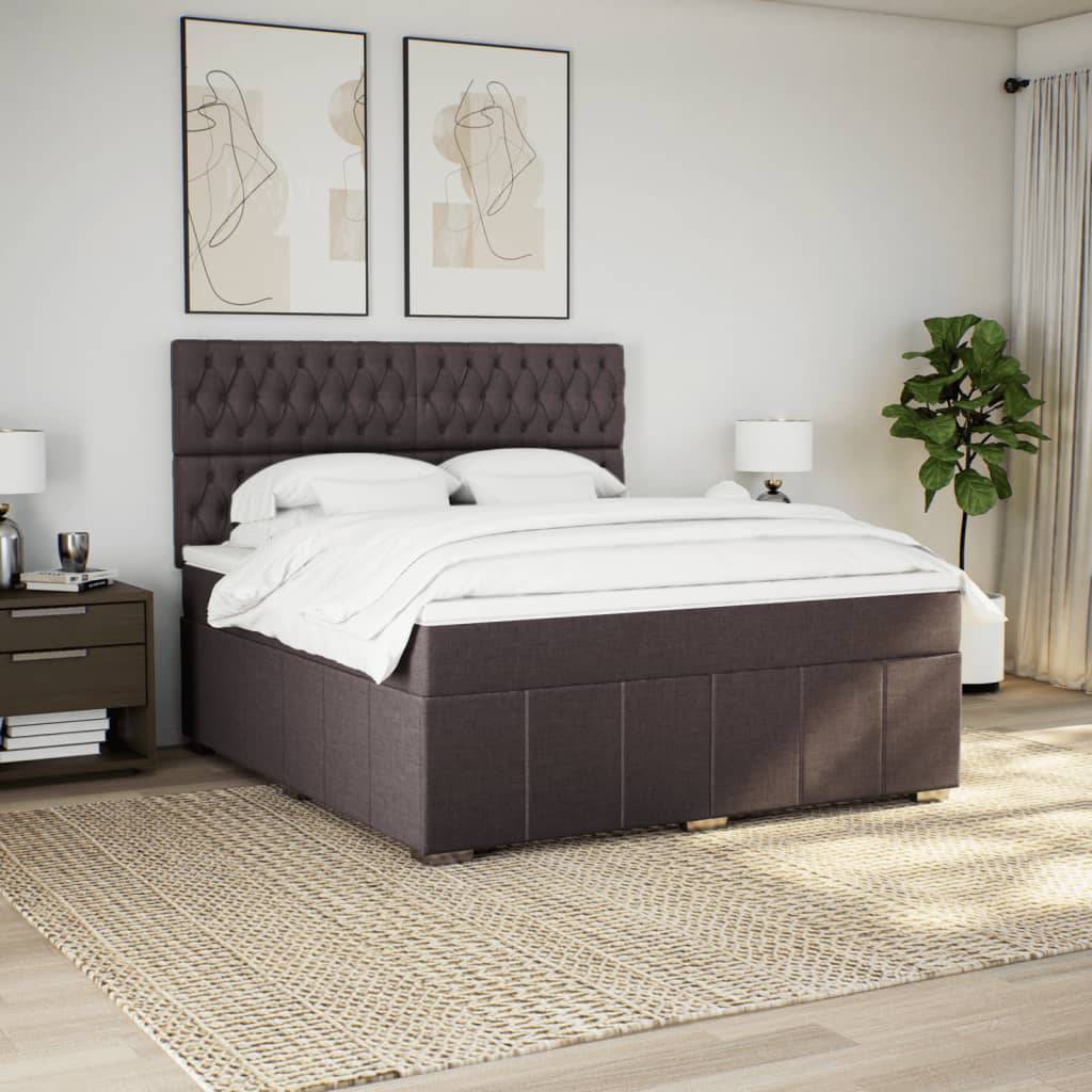 vidaXL Boxspringbett mit Matratze Dunkelbraun 180x200 cm Stoff